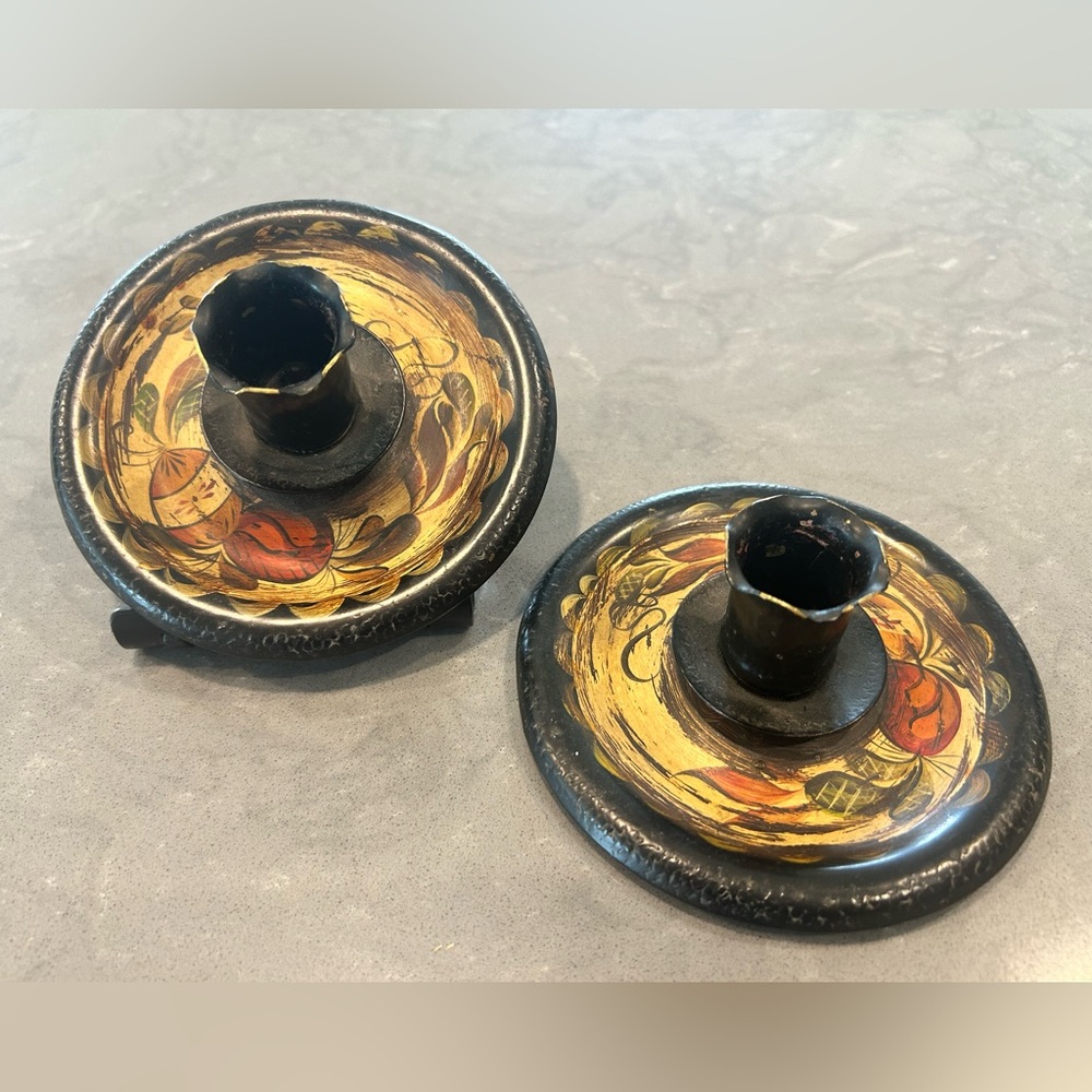 Vintage Decorative Candle Holders - Black and Gold